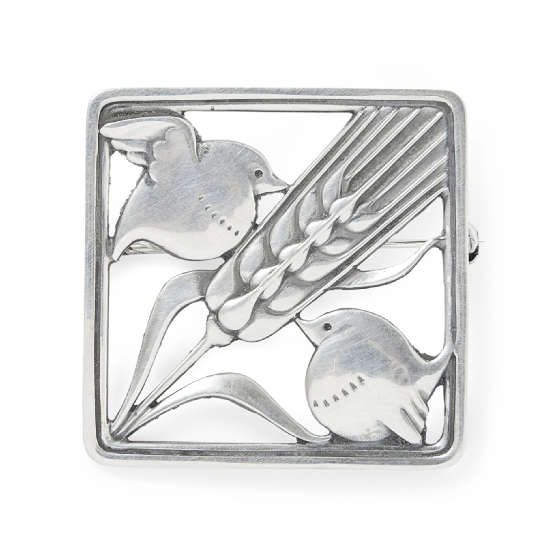 ARNO MALINOWSKI (1899-1976) FOR GEORG JENSEN STERLING SILVER BROOCH, POST 1945 designed with opposed