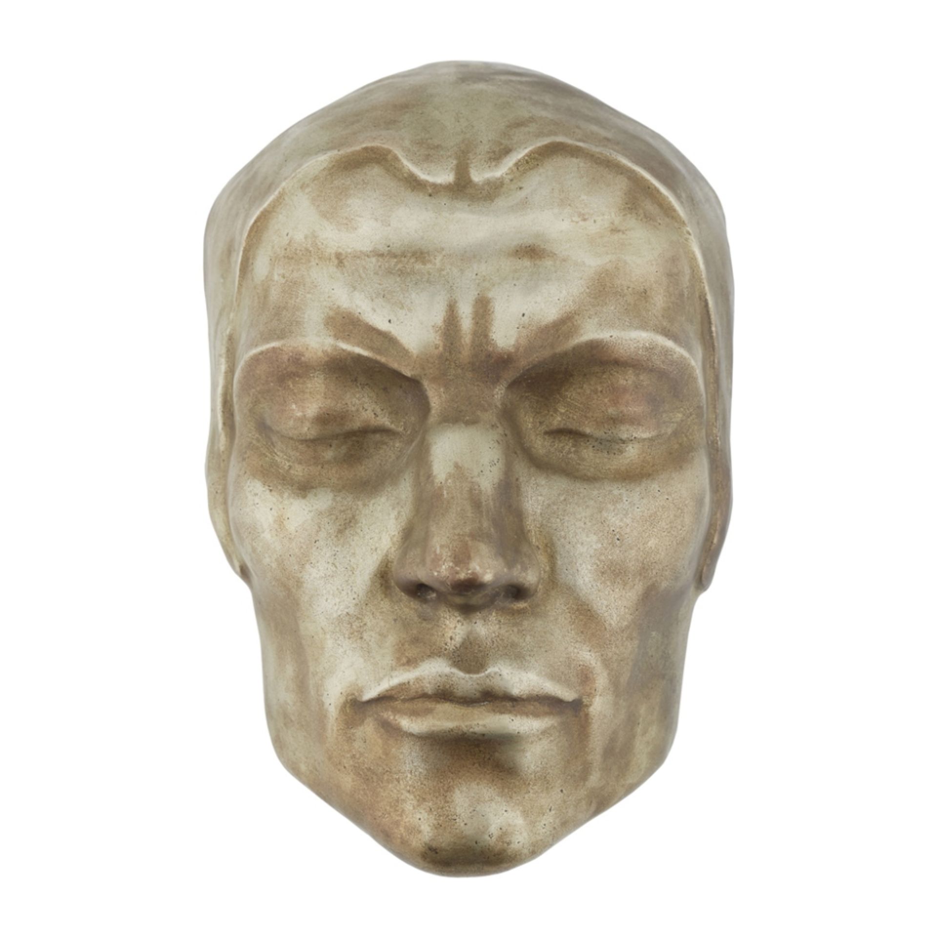 ENGLISH SCHOOL TWO ART DECO SILVERED WALL MASKS, CIRCA 1920 one depicting the head of a man, bears - Image 3 of 3