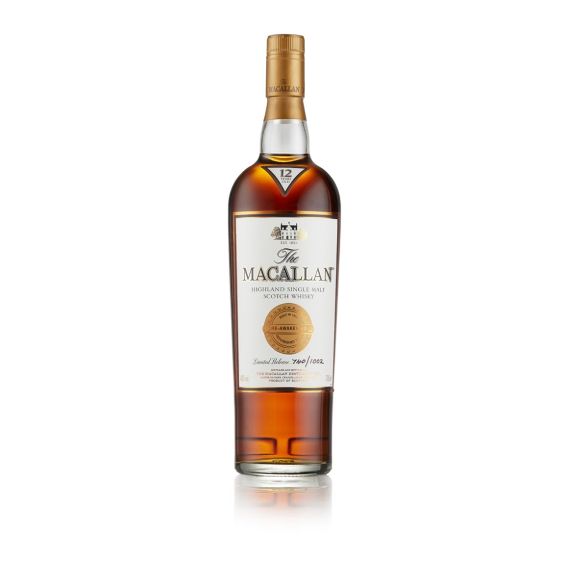 THE MACALLAN RE-AWAKENING 12 YEAR OLD number 740 of 1002, bottled in 2009 to commemorate the