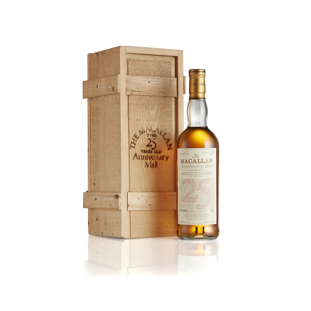 THE MACALLAN 1965 25 YEAR OLD ANNIVERSARY MALT with wooden presentation case 75cl/ 43% Note: The - Image 3 of 4