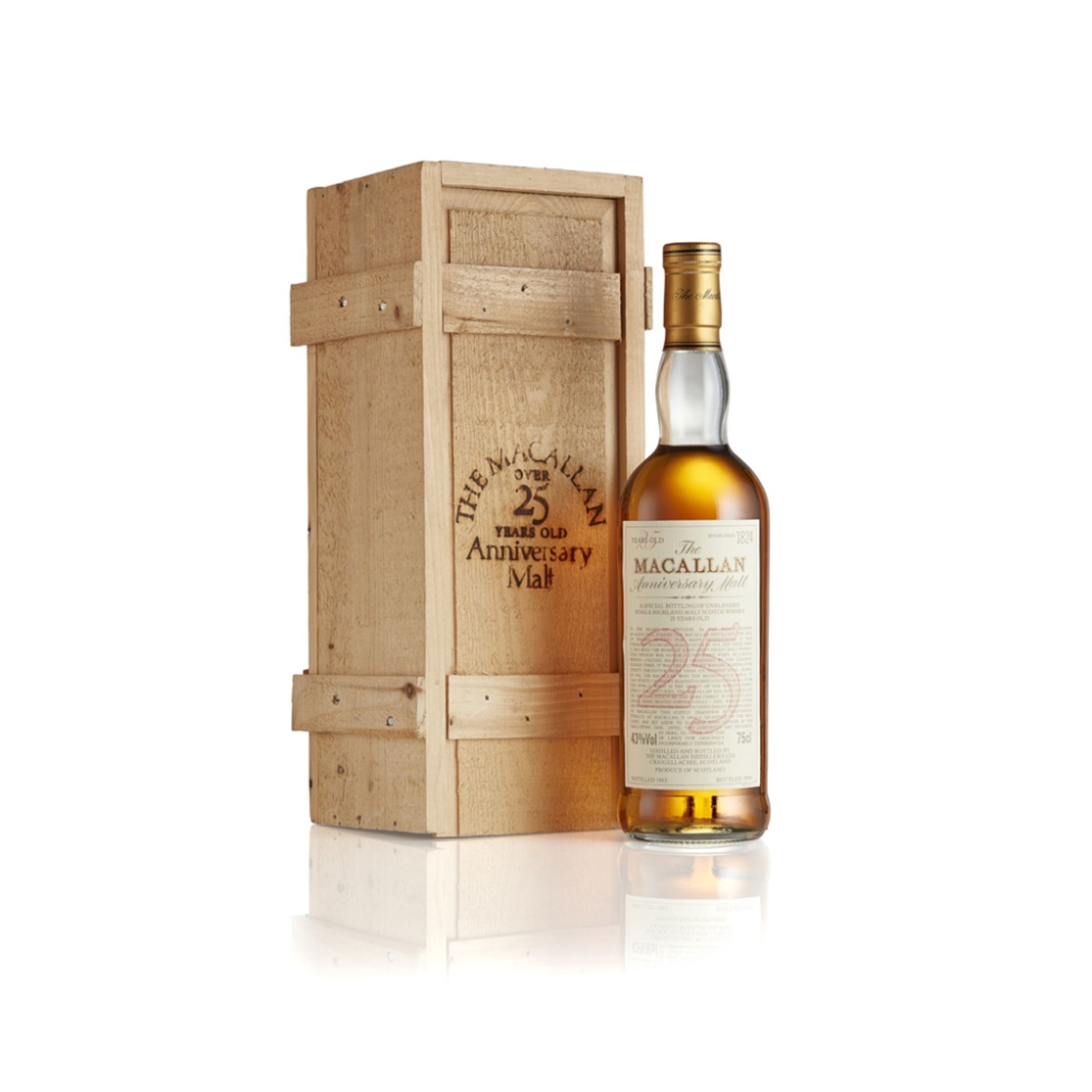 THE MACALLAN 1965 25 YEAR OLD ANNIVERSARY MALT with wooden presentation case 75cl/ 43% Note: The - Image 3 of 4