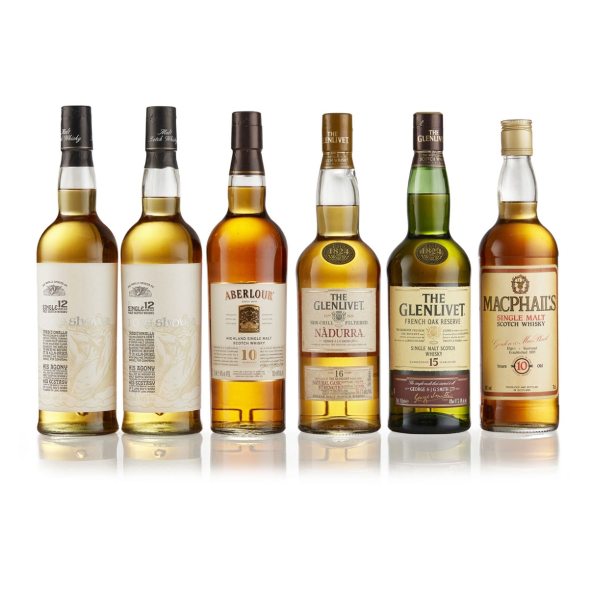 GLENLIVET NADURRA 16 YEAR OLD in carton, 70cl / 55.1%; GLENLIVET FRENCH OAK RESERVE 15YEAR OLD, in