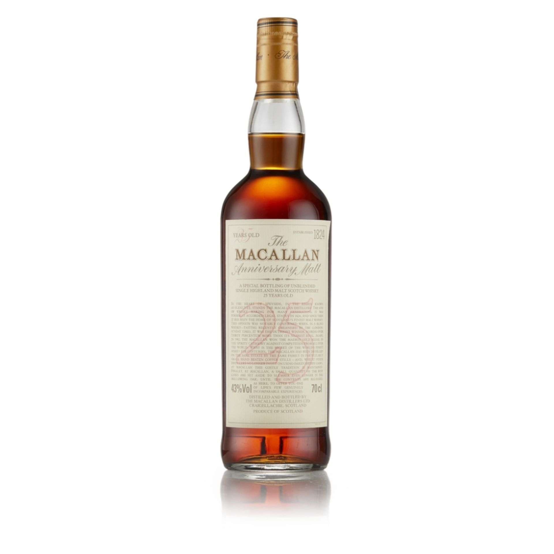 THE MACALLAN 25 YEAR OLD ANNIVERSARY MALT with wooden presentation case 70cl/ 43%