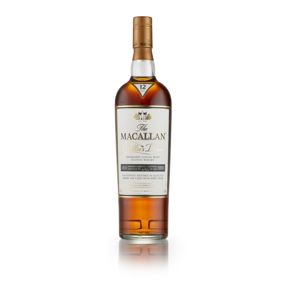 THE MACALLAN GHILLIE'S DRAM 12 YEAR OLD bottle number 91 of 800, matured in sherry casks from Jerez,