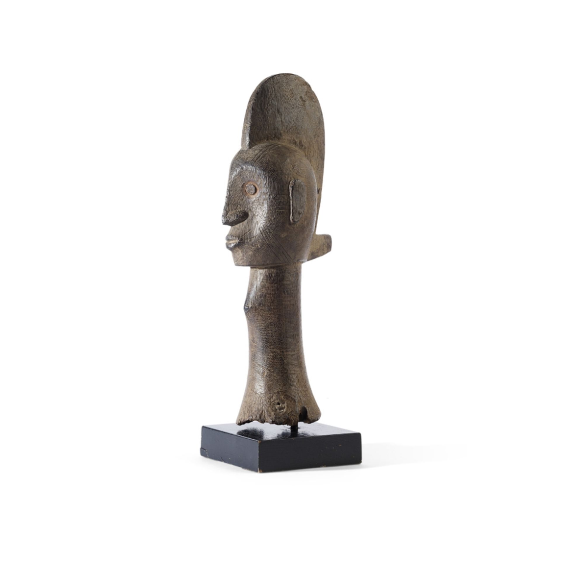 IGALA HEAD CRESTNIGERIA carved wood, a tall neck leading to the head with pursed lips, slender - Image 2 of 2