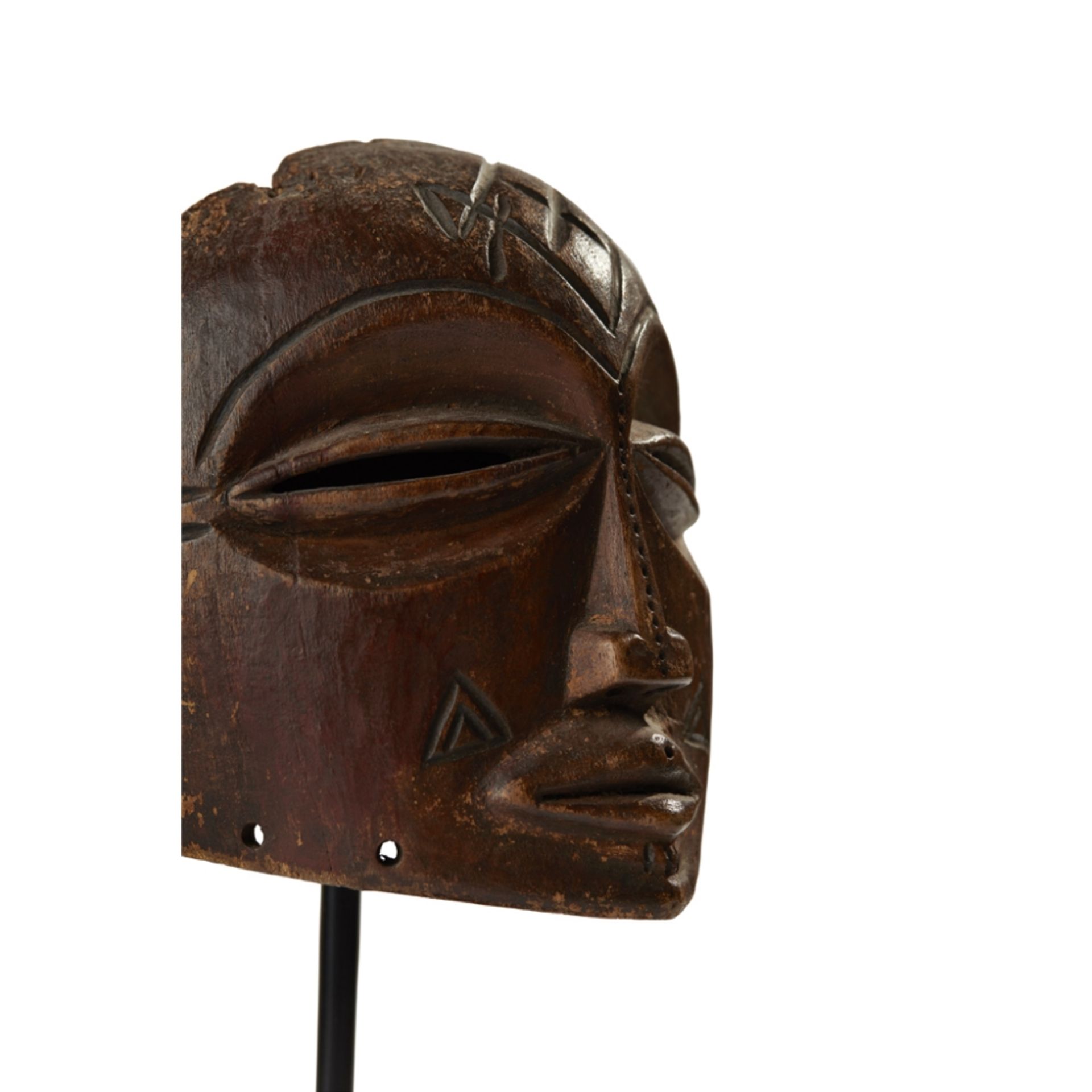 LUVALE MASKZAMBIA carved wood, coffee-bean eyes, slender nose and sensitively rendered lips, - Image 2 of 5