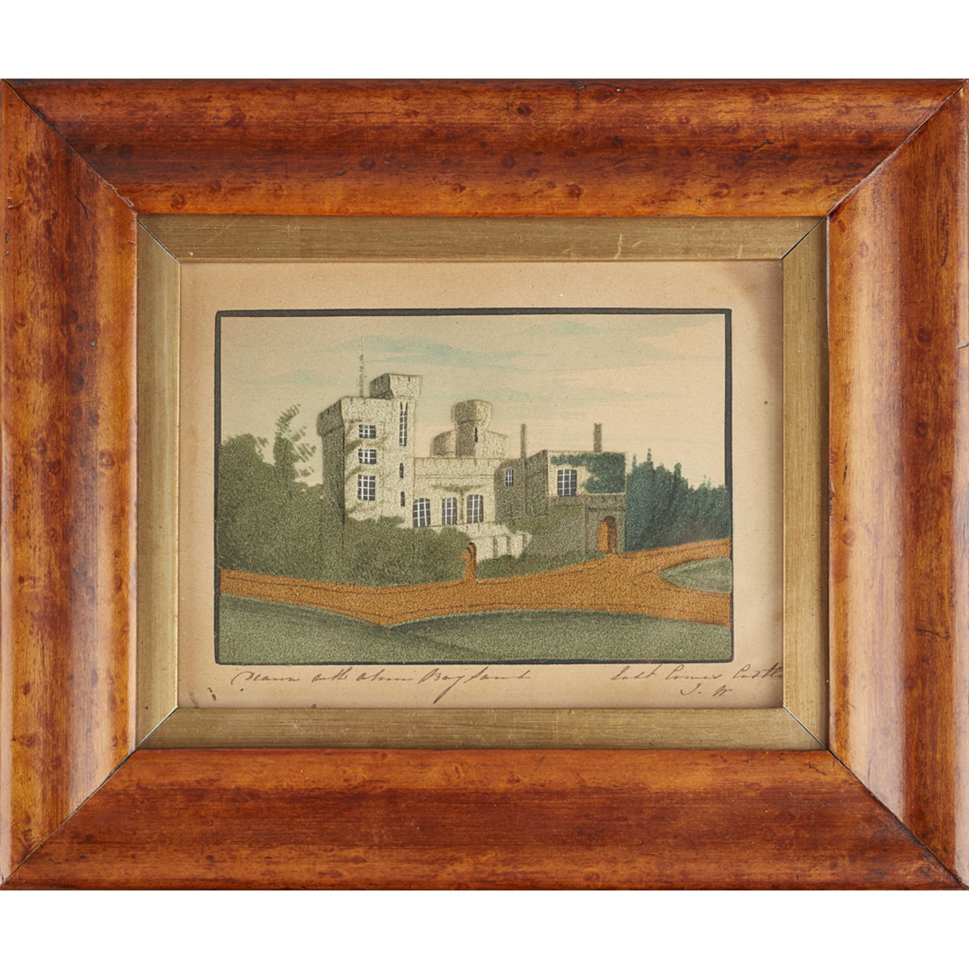 FOUR VICTORIAN ISLE OF WIGHT SAND PICTURES / PAINTINGS 19TH CENTURY comprising Osbourne House, in - Image 3 of 5