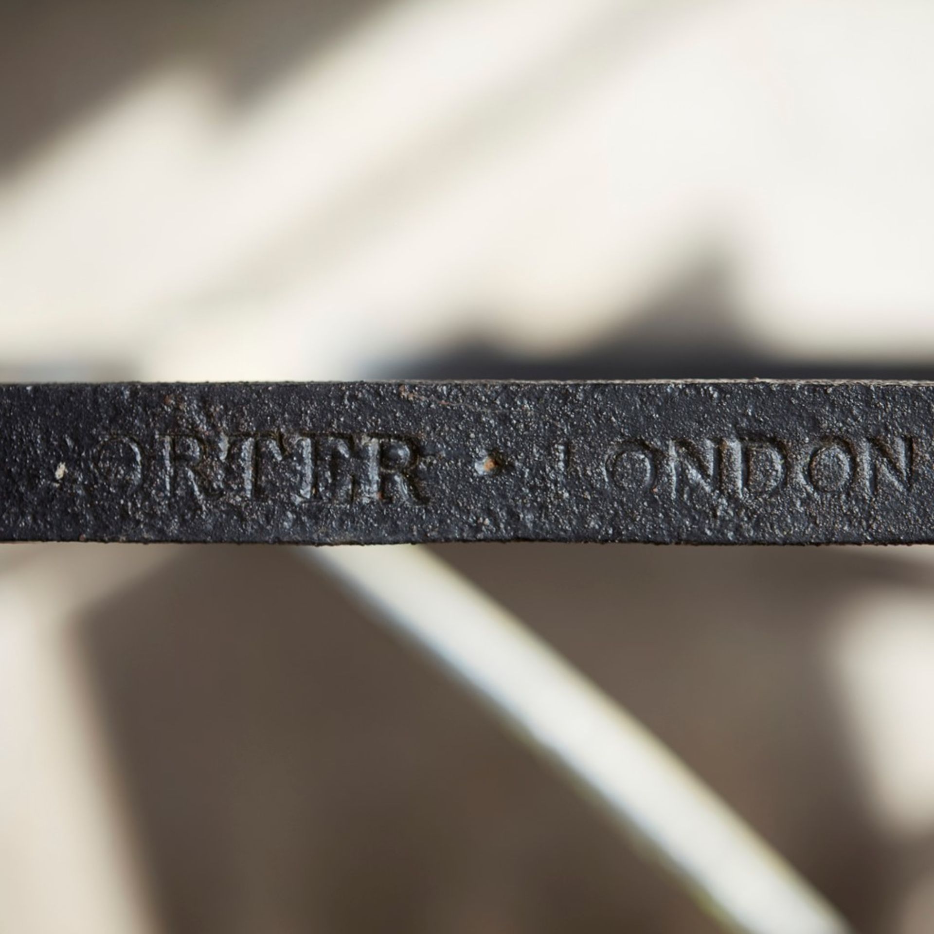 EARLY VICTORIAN WROUGHT IRON GARDEN BENCH EARLY 19TH CENTURY with scroll back and arms above a - Image 2 of 2