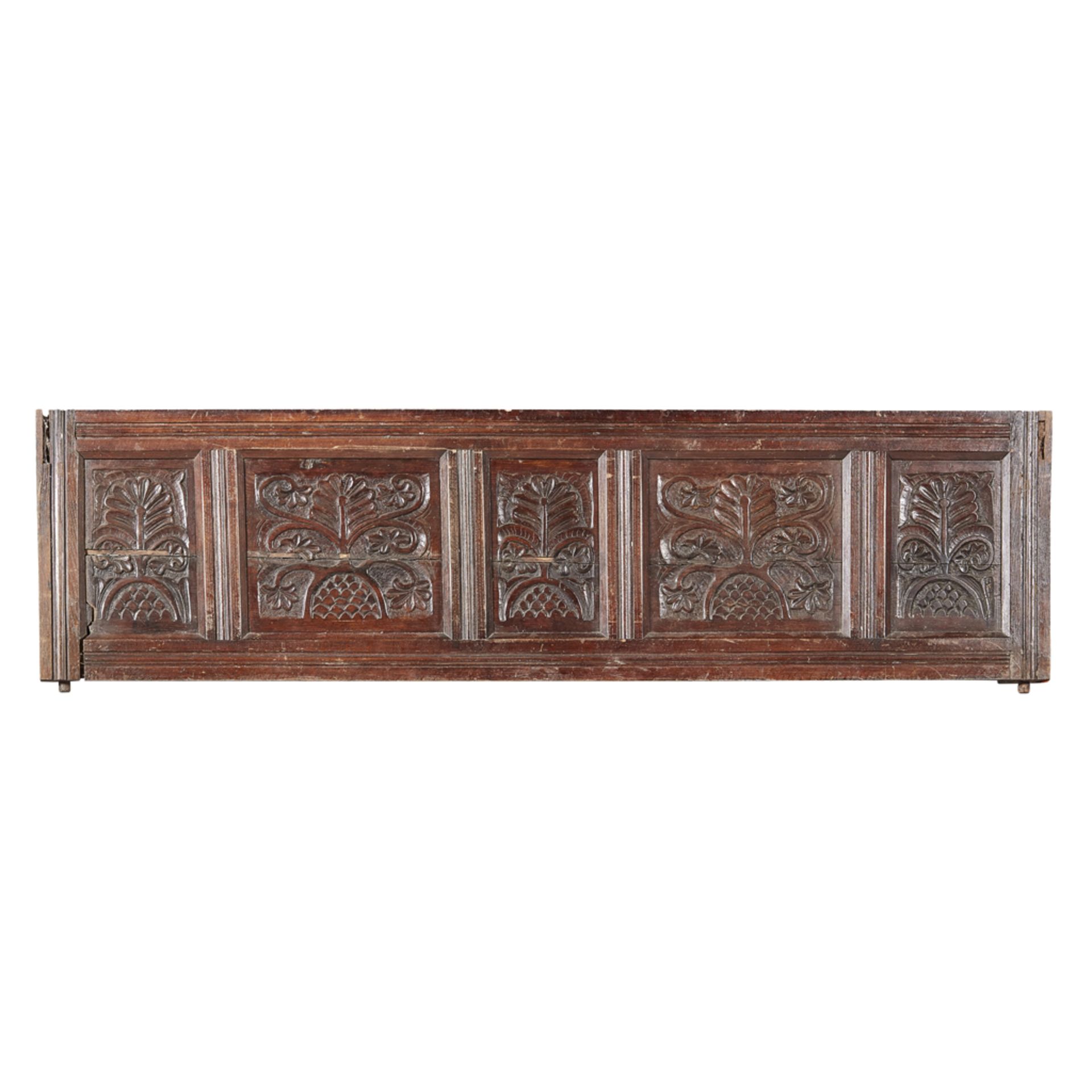 CHARLES I OAK CUPBOARD MID 17TH CENTURY WITH ALTERATIONS the flower head and lozenge carved - Image 2 of 3