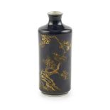 GILT-DECORATED BLUE-GROUND SNUFF BOTTLEKANGXI PERIOD decorated in gilt with a bird perched on