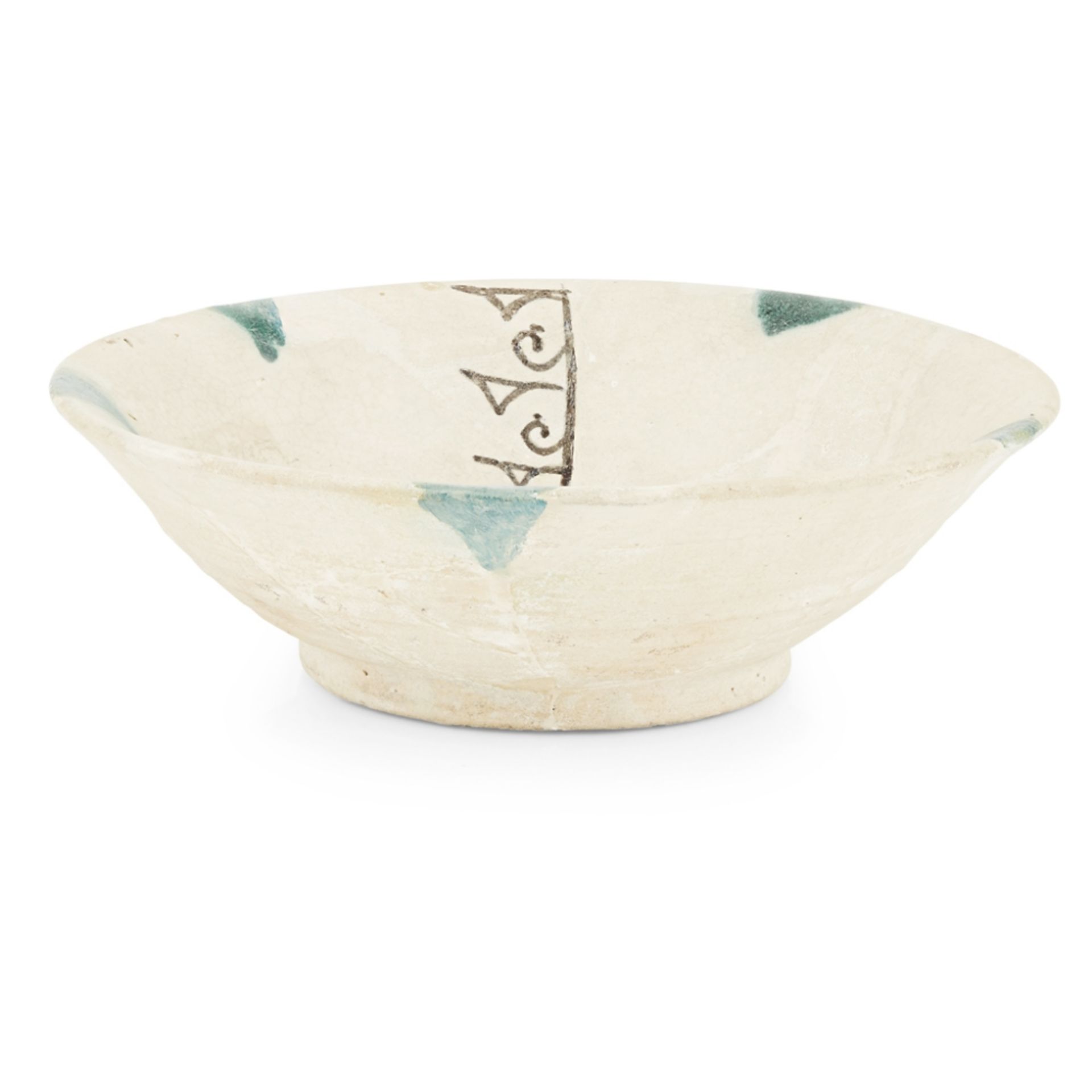 ABBASID SLIP-PAINTED POTTERY BOWLMESOPOTAMIA, 9TH/10TH CENTURY of rounded everted form on a short - Image 2 of 2