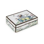CANTON ENAMEL 'CARD PLAYER' BOX AND COVERQING DYNASTY, 19TH CENTURY the cover painted with a male
