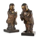 LACQUERED WOODEN FIGURES OF SHANCAI AND LONGNÜQING DYNASTY, 18TH CENTURY the boy deftly carved