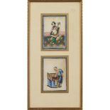 SET OF NINE SMALL PAINTINGS ON PITH PAPERQING DYNASTY, 19TH CENTURY depicting an opium smoker, a