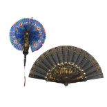 PAINTED COCKADE FANQING DYNASTY, 19TH CENTURY the fan leaf painted with birds and butterflies