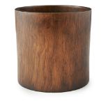 HARDWOOD BRUSHPOTof slightly waisted cylindrical form, cut with thick walls, the centre of the
