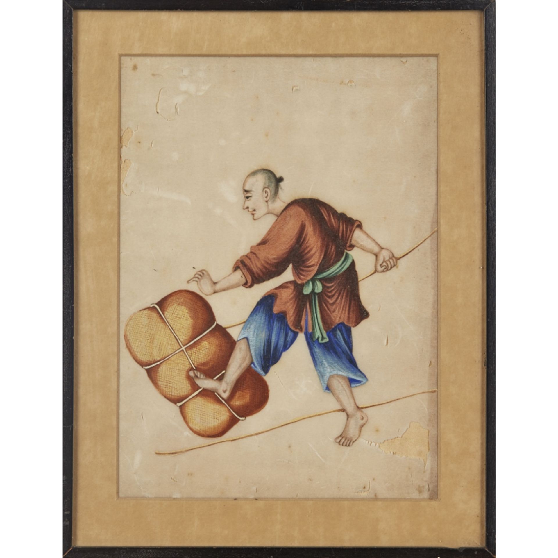 FIVE RICE PAPER PAINTINGS DEPICTING STREET VENDORSQING DYNASTY, 19TH CENTURY ink and colour on - Image 2 of 5