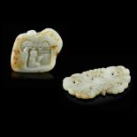 CELADON JADE PEBBLE-FORM SNUFF BOTTLEQING DYNASTY, 19TH CENTURY of irregular form, one end