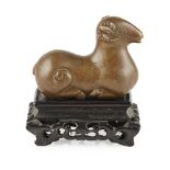 BRONZE 'RAM' WEIGHTQING DYNASTY, 18TH CENTURY well modelled depicting a ram in recumbent position