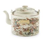 QIANJIANG ENAMEL TEAPOT AND COVERSIGNED FANG SHAOXI, 19TH CENTURY painted with a scene from