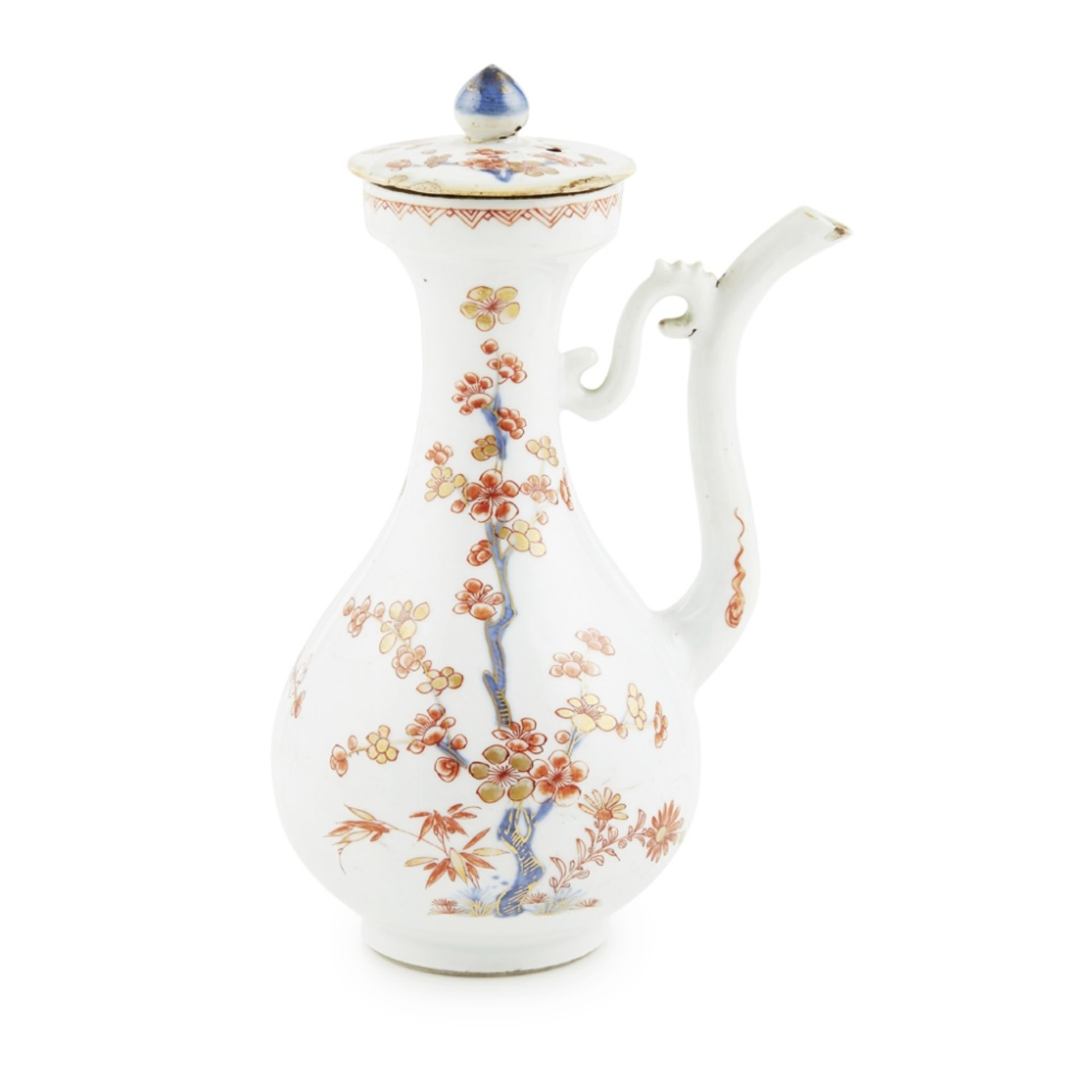 IMARI-PALETTE COVERED EWER FOR THE ISLAMIC MARKETQING DYNASTY, 18TH CENTURY the pear-shaped body