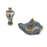 TWO CLOISONNÉ ENAMEL ARTICLESLATE QING DYNASTY/REPUBLIC PERIOD the first a meiping-form vase