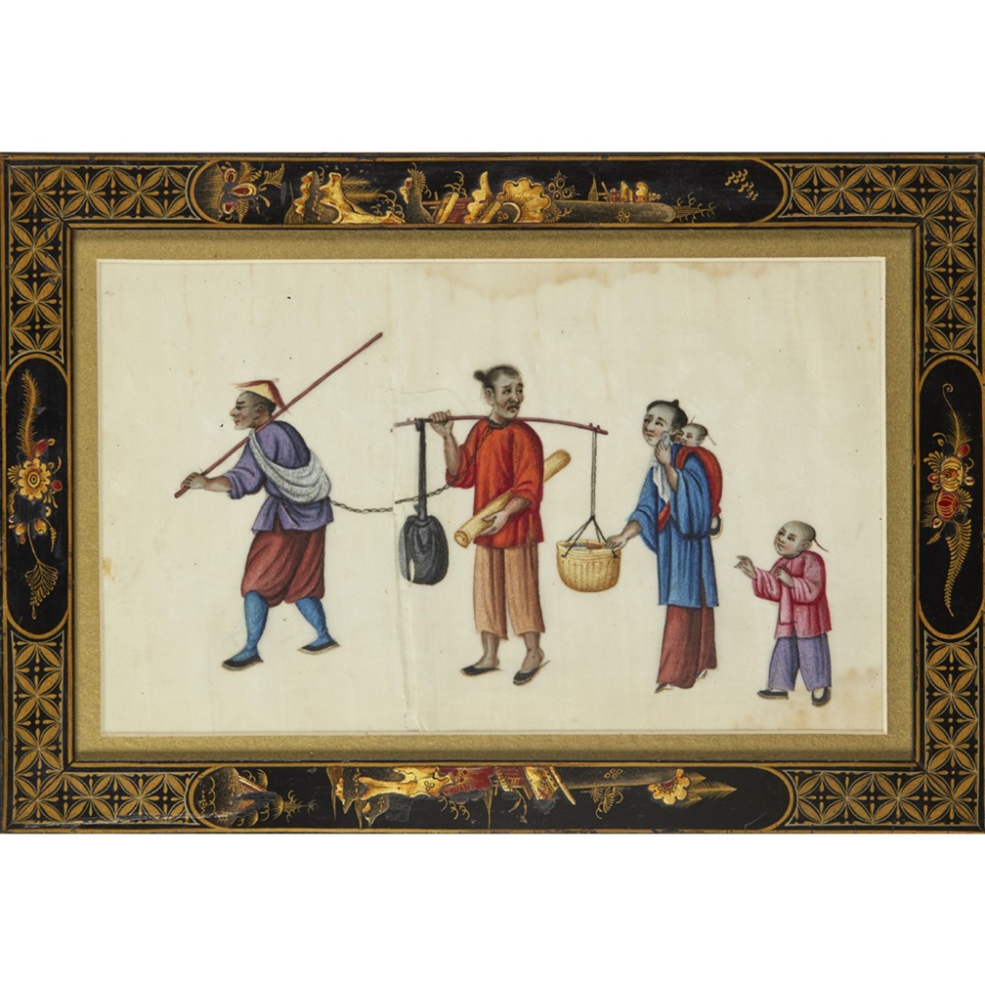 TWO PITH PAPER PAINTINGS DEPICTING PUNISHMENT AND TORTUREQING DYNASTY, 19TH CENTURY the first