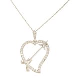 A diamond set 'Luckenbooth' pendant of traditional design, the Cupid's arrow diagonally piercing the