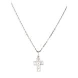 A diamond set cross pendant, Cartier channel-set with six square step-cut diamonds, the bale set