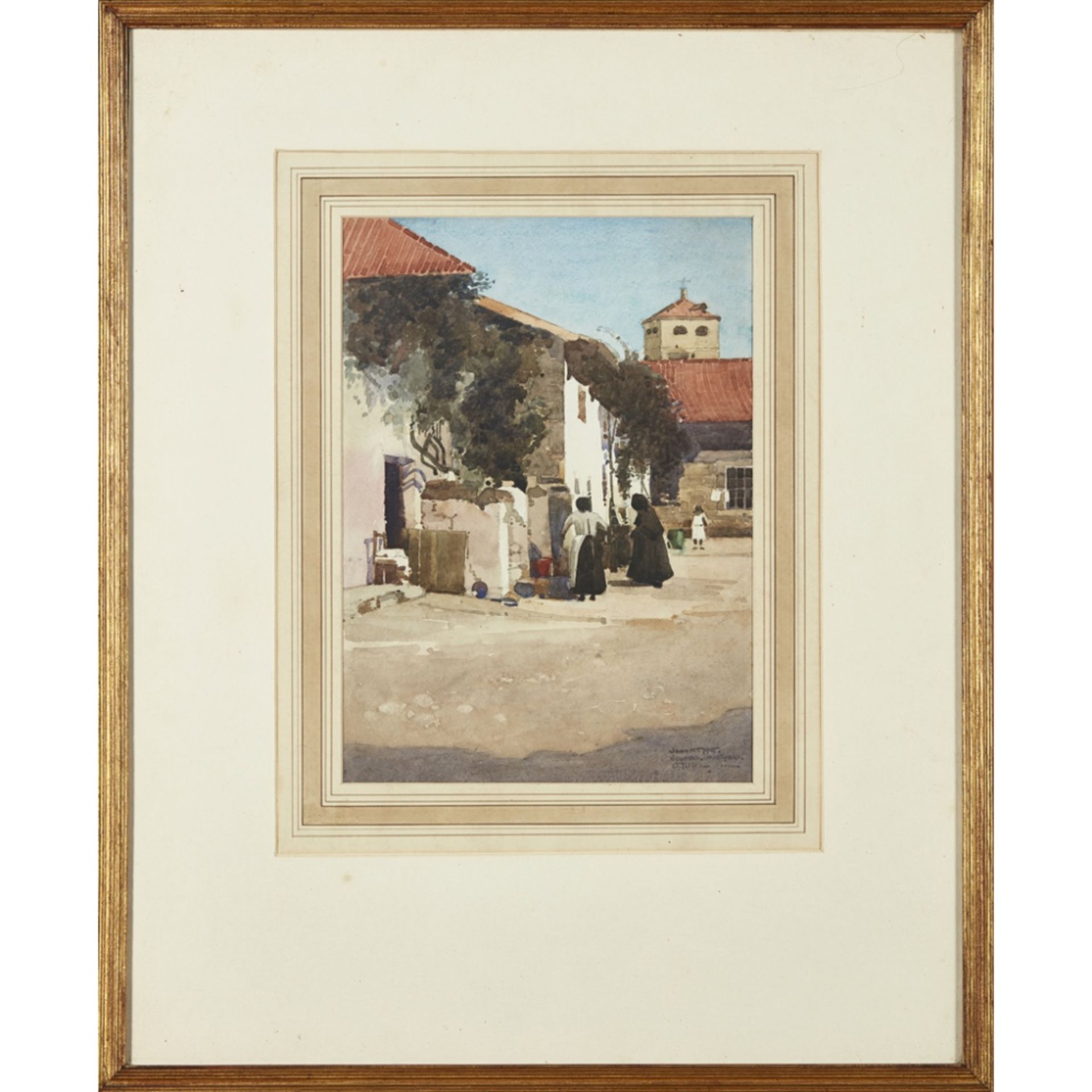 JOHN KEPPIE R.S.A., J.P. (SCOTTISH 1862-1945)SEGOVIA COURTYARD Signed, inscribed and dated 1912, - Image 2 of 2