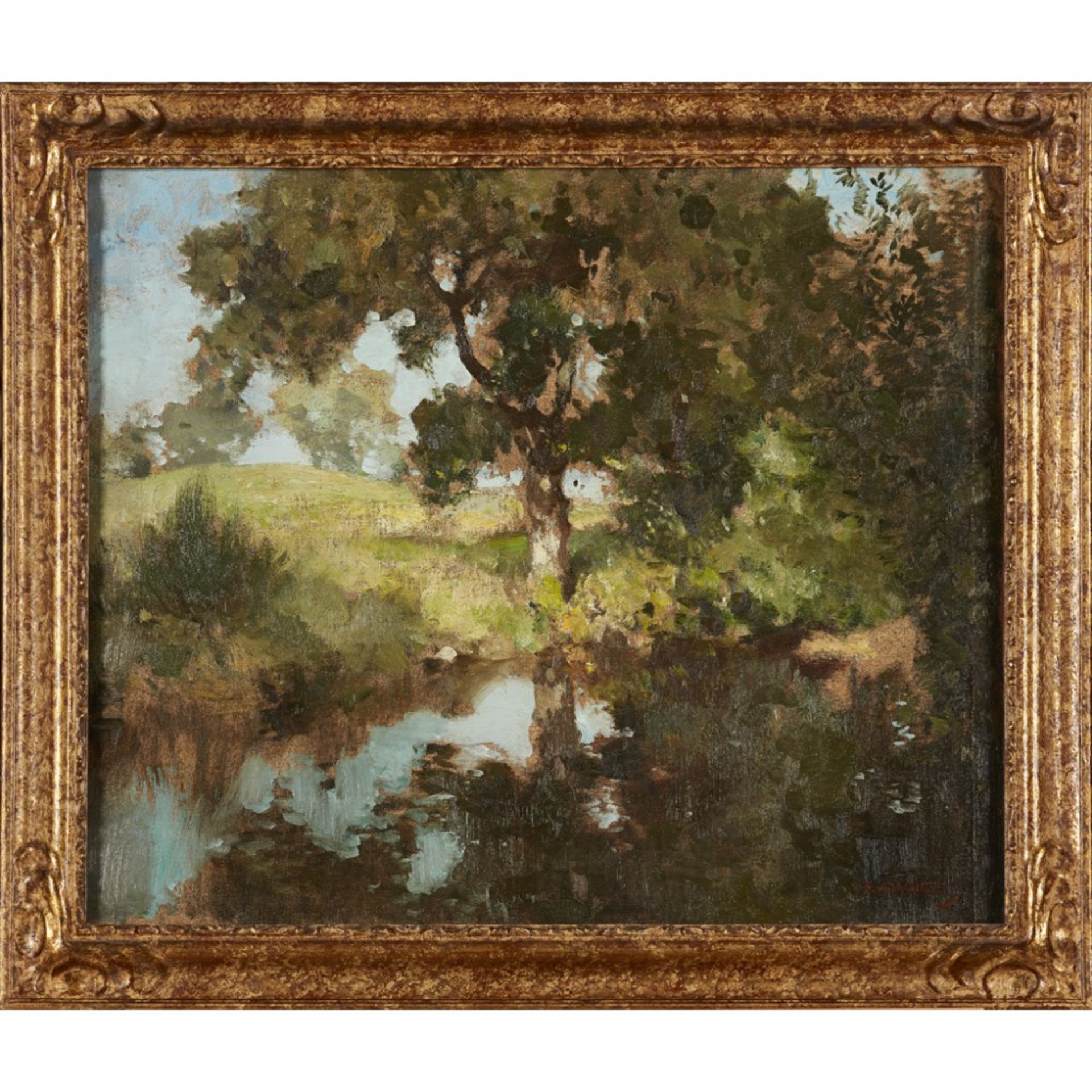 EDWARD ARTHUR WALTON R.S.A., P.R.S.W., H.R.W.S. (SCOTTISH 1860-1922)SUMMER REFLECTIONS Signed, oil - Image 2 of 2