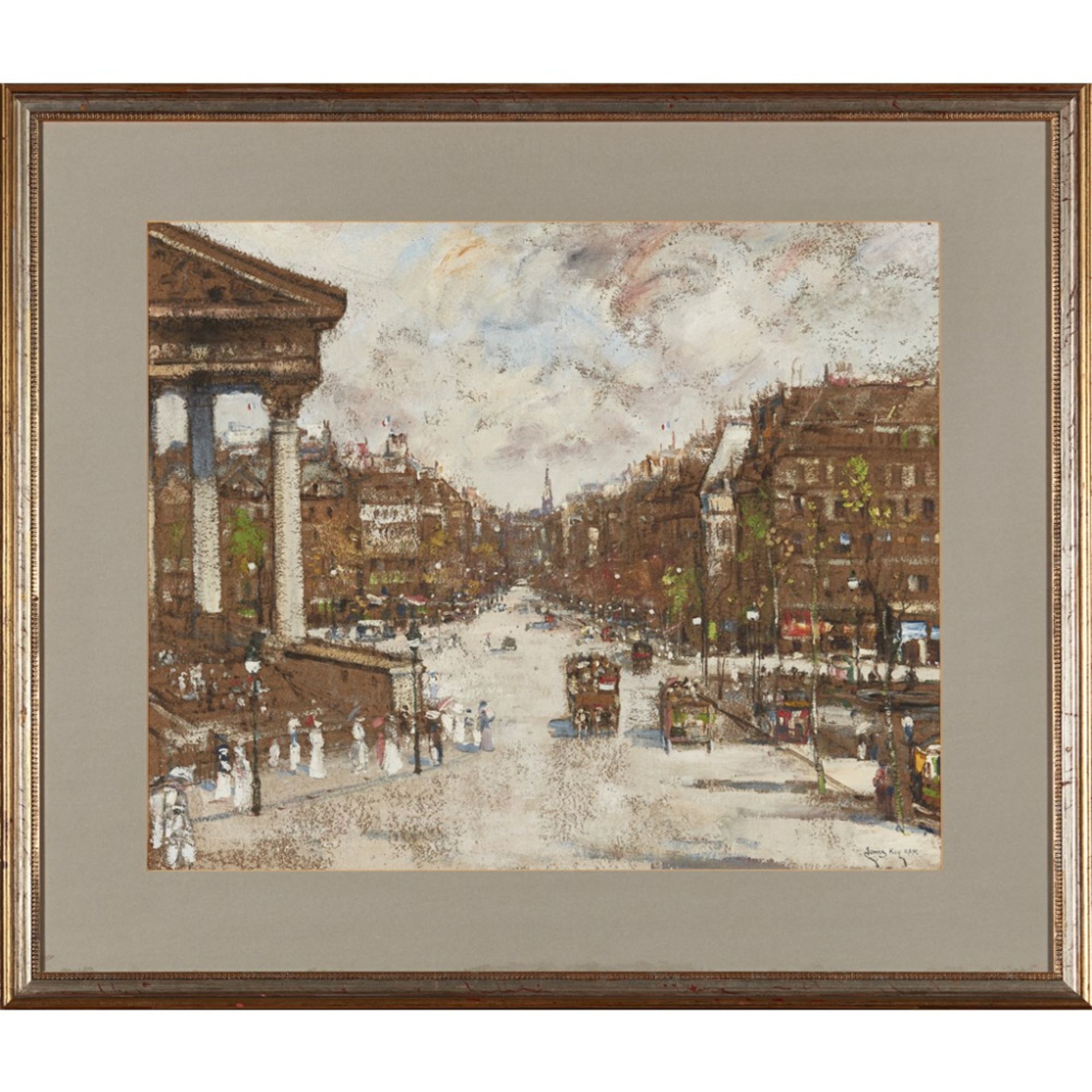 JAMES KAY R.S.W., R.S.A. (SCOTTISH 1858-1942)PLACE DE LA MADELEINE Signed, oil on card48cm x 58cm ( - Image 2 of 2