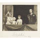 ELIZABETH II, QUEENCHRISTMAS CARD SIGNED AS QUEEN "ELIZABETH R." AND DATED 1954, DEPICTING THE