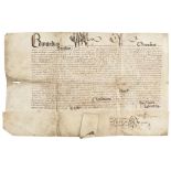 EDWARD VI, (1537-1553, KING OF ENGLAND)DOCUMENT DATED JULY 3RD 1549 BEING A LICENSE TO RALPH SADLIER