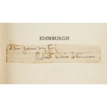 STEVENSON, ROBERT LOUISSIGNED SLIP "I AM YOURS VERY TRULY, ROBERT LOUIS STEVENSON", on lined