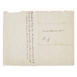 [ADMIRAL NELSON] - HARDY, SIR THOMAS MASTERMAN (1769-1839), BRITISH VICE-ADMIRALNOTE, SIGNED BY