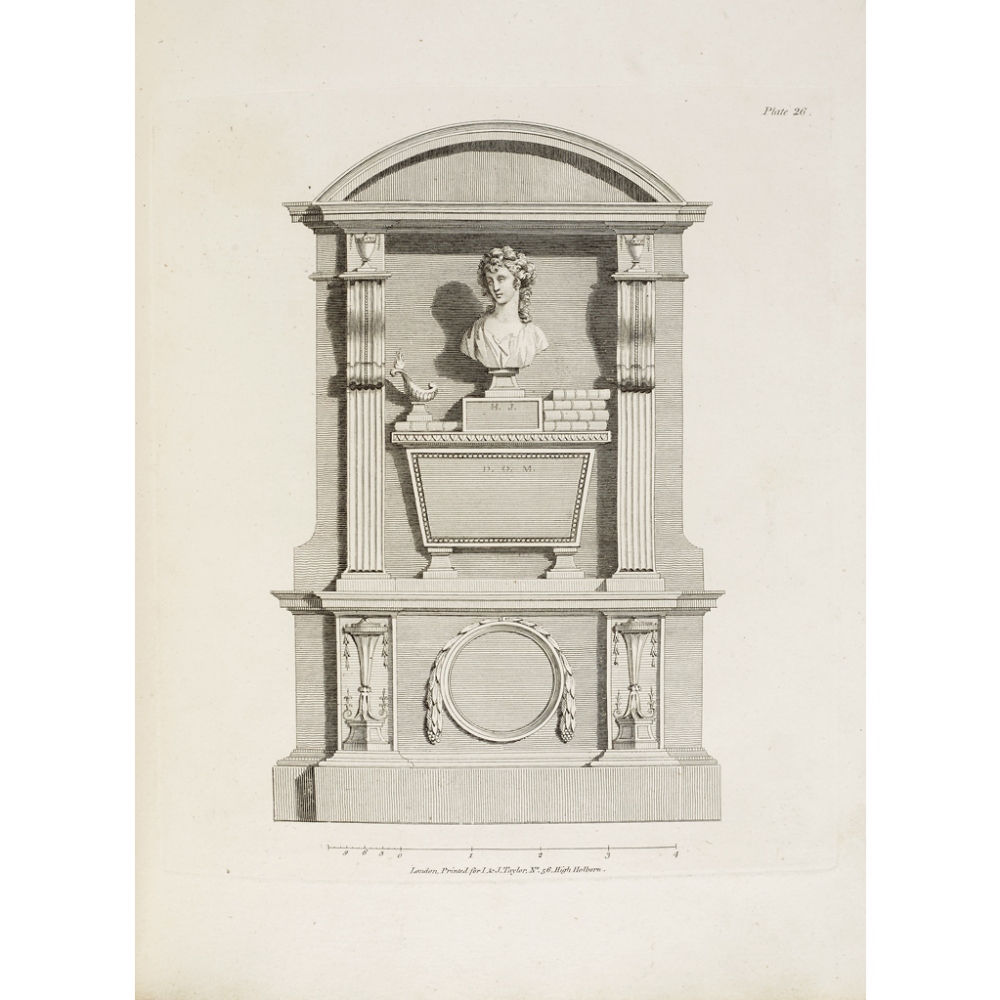 I. & J. TAYLOR, PUBLISHERSDESIGNS FOR MONUMENTS INCLUDING GRAVE STONES London, [c.1791] 4to, 40