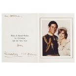 DIANA, PRINCESS OF WALES, 1961-97 & PRINCE CHARLES, (B.1948)CHRISTMAS CARD FOR 1981, WTIH PHOTOGRAPH