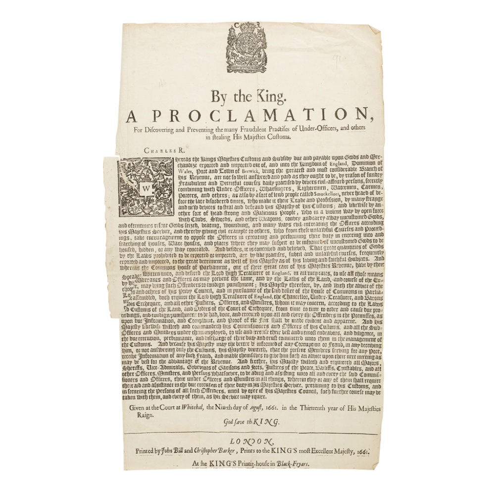 CHARLES IIPROCLAMATIONS ON THE NAVY, NAVIGATION AND TRADE, & CUSTOMS, COMPRISING By the King. A - Image 3 of 3