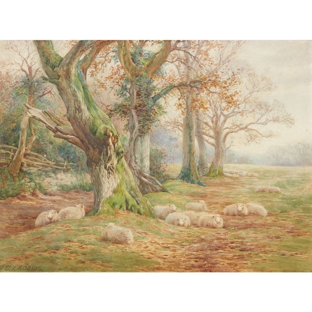 CHARLES JAMES ADAMS (BRITISH 1859-1931)CATTLE RESTING Signed, watercolour27cm x 37cm (10.5in x 14. - Image 2 of 4