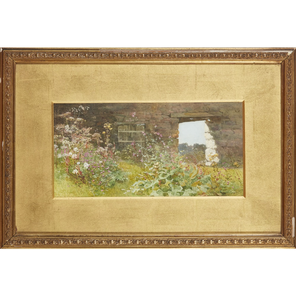 FANNY W. CURREY (IRISH 1848-1917)WILDFLOWERS BY AN OLD WALL Signed and dated 1883, watercolour - Image 2 of 2