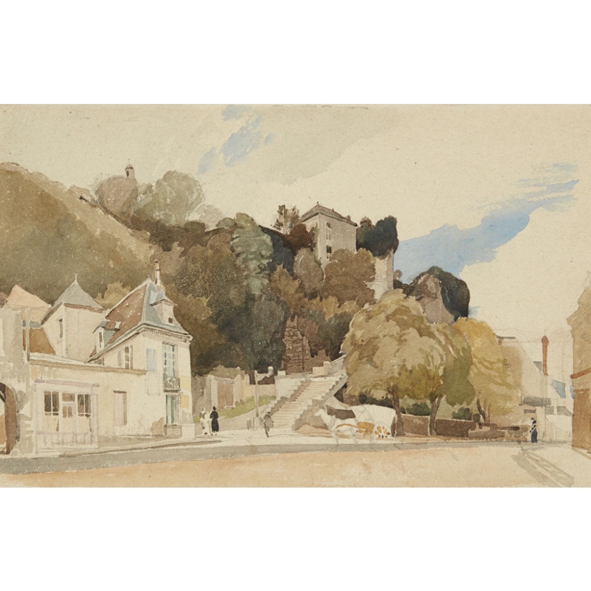 [§] CHARLES KNIGHT R.W.S. (BRITISH 1901-1990)A QUIET STREET Pencil and watercolour34cm x 53.5cm (
