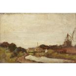 WILLIAM TIMMENS (SCOTTISH FL. 1906-1940)YACHT PASSING THROUGH THE FORTH AND CLYDE CANAL Signed,