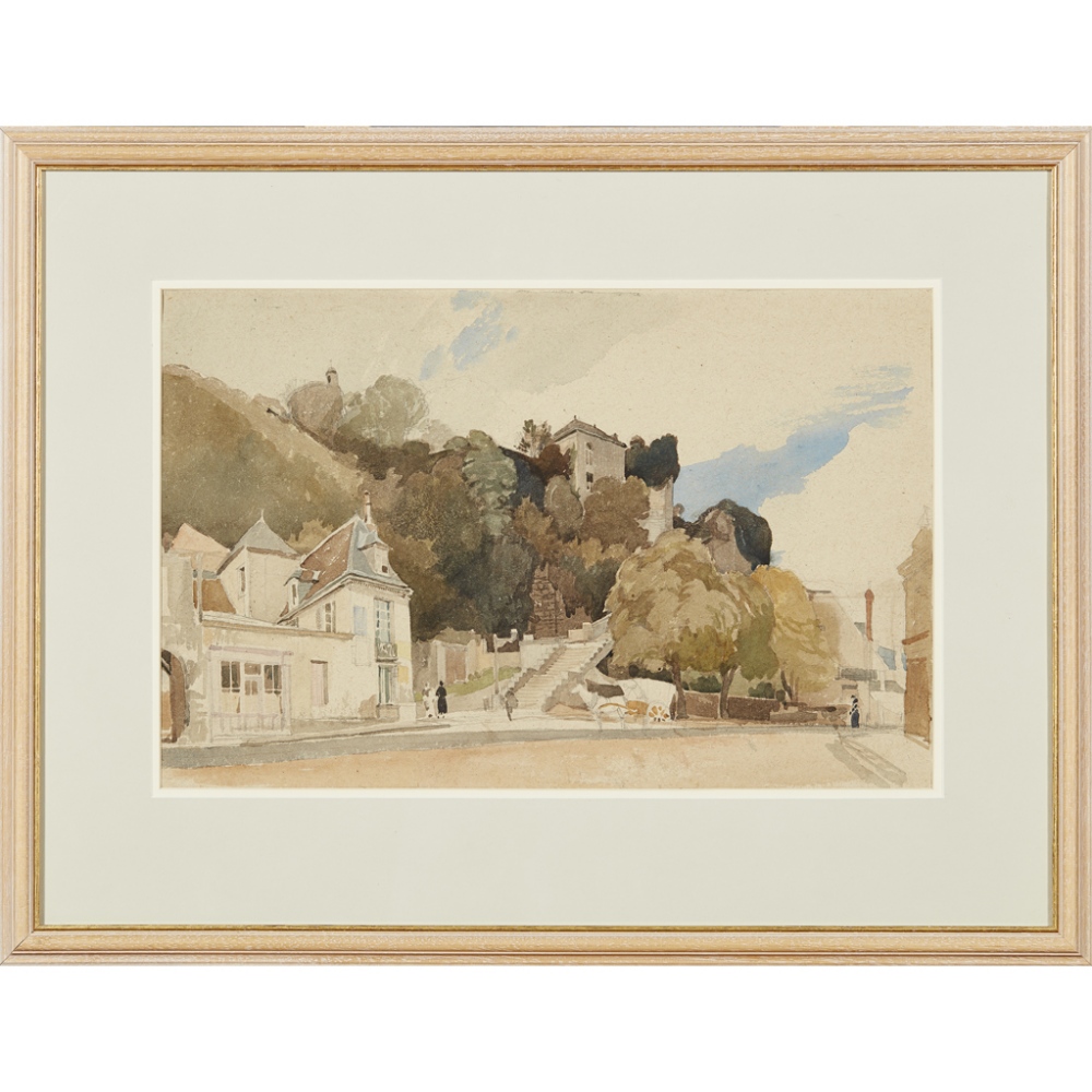 [§] CHARLES KNIGHT R.W.S. (BRITISH 1901-1990)A QUIET STREET Pencil and watercolour34cm x 53.5cm ( - Image 2 of 2