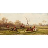 ROBERT STONE (BRITISH 1820-1870)THE HUNT BEGINS Signed, oil on board14.5cm x 30.5cm (5.75in x