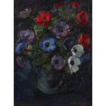 [§] NORMAN KIRKHAM R.G.I. (SCOTTISH B.1936)ANEMONES Signed, oil on canvas41cm x 31cm (16in x 12in)