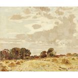 ROBERT NOBLE R.S.A. (SCOTTISH 1857-1917)HARVEST AT THE KNOWES, EAST LINTON Signed, oil on canvas50cm