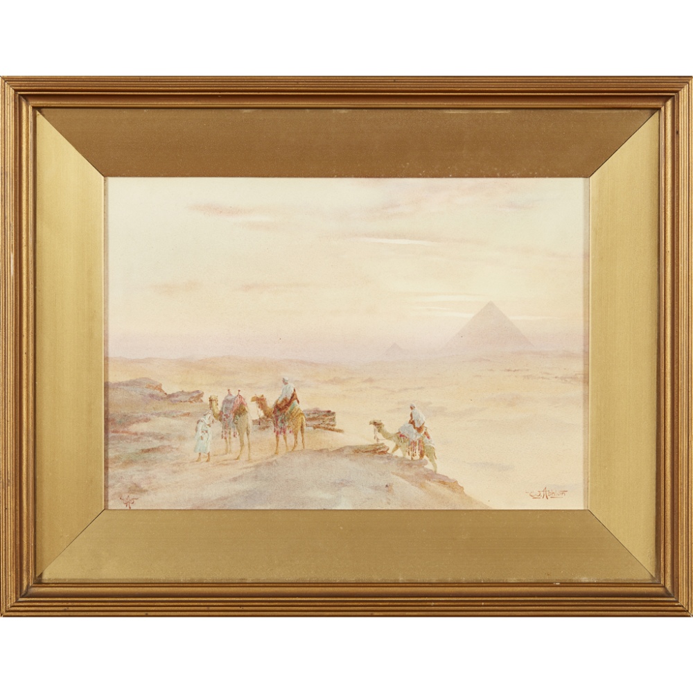 WILLIAM ASHTON (20TH CENTURY BRITISH)SUNSET IN THE DESERT Signed and signed and dated 1936 with - Image 3 of 6