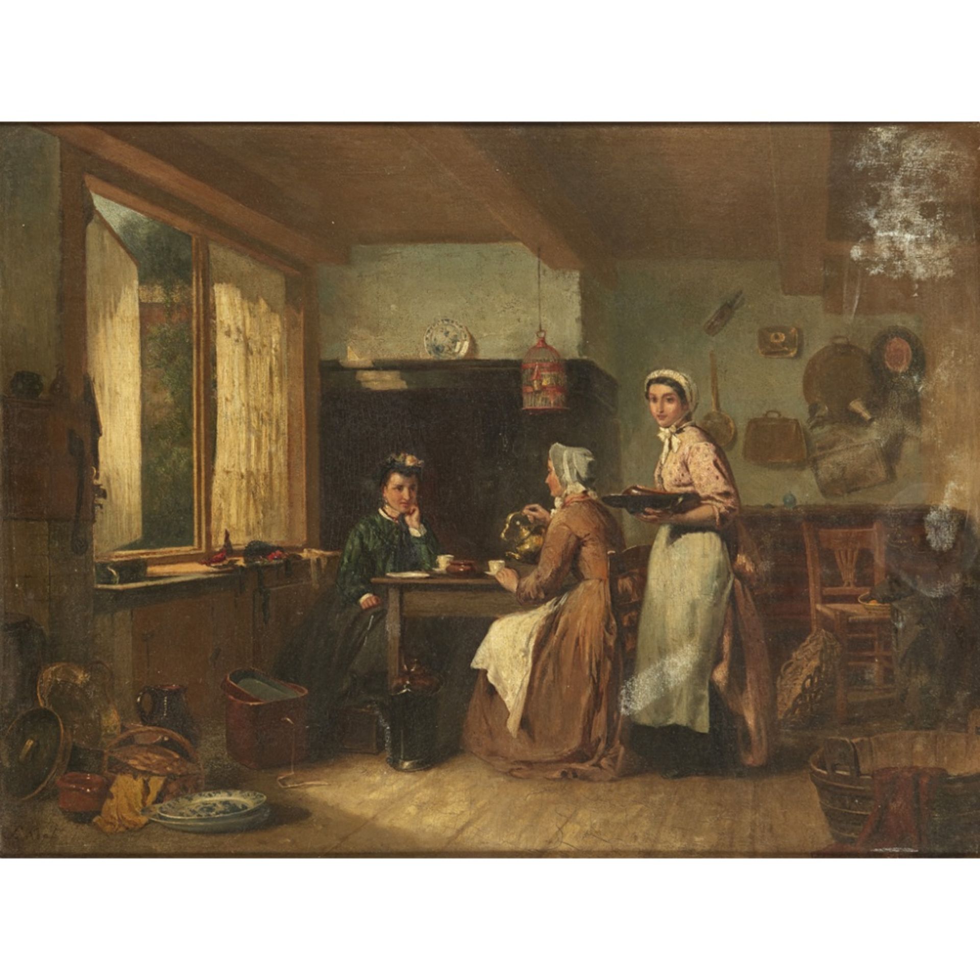 SPIKE KOOL (DUTCH 1863 -1902)IN THE COFFEE-HOUSE Signed, oil on board33cm x 44cm (13in x 17.25in)