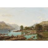 ELIZA AGNETUS EMILIUS NIJHOFF (DUTCH 1826 - 1903)LANDSCAPE WITH MOUNTAINS BY LAKE MAGGIORE Signed,